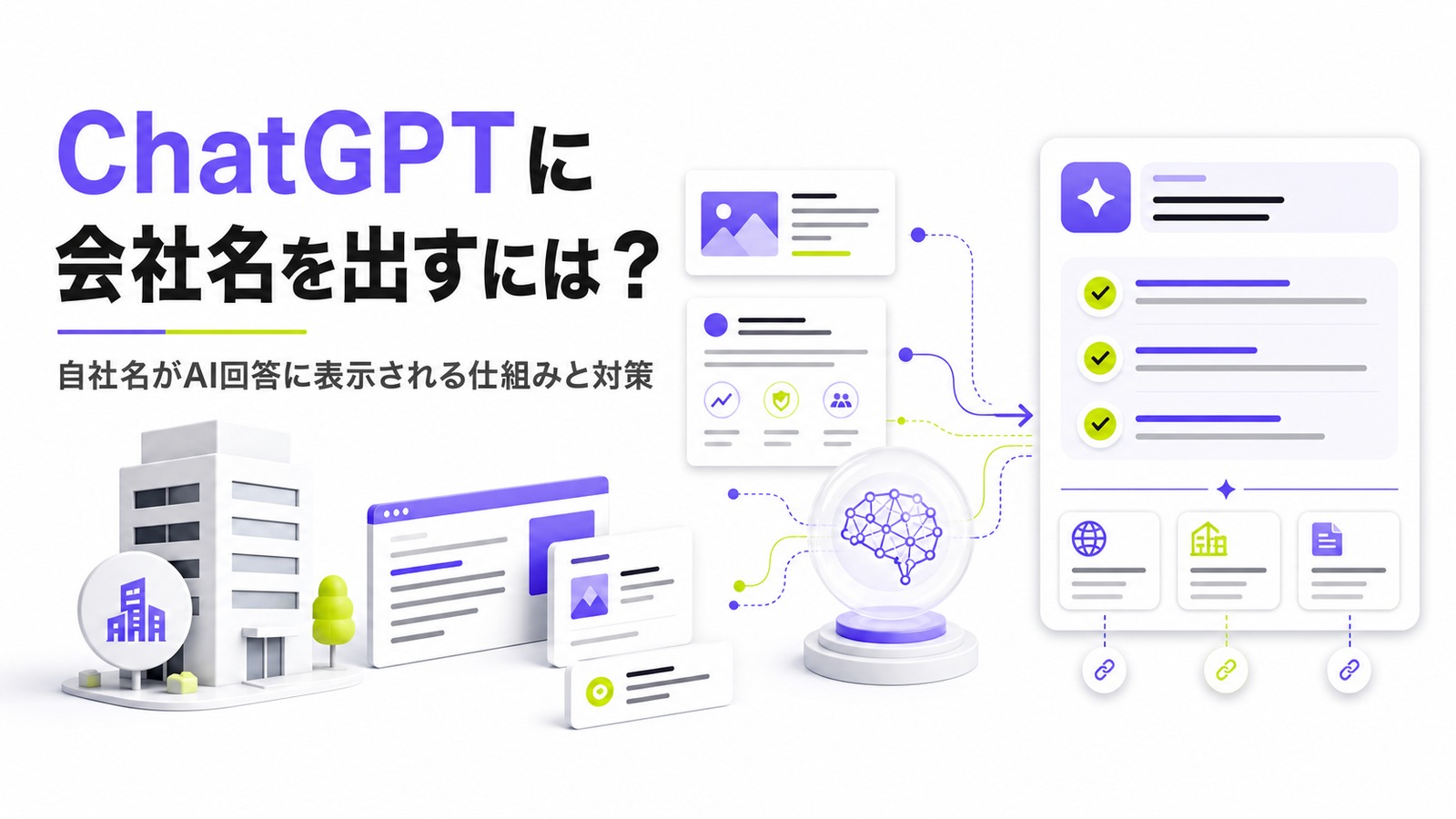 ChatGPTに会社名を出すには？自社名がAI回答に表示される仕組みと対策を解説のサムネイル