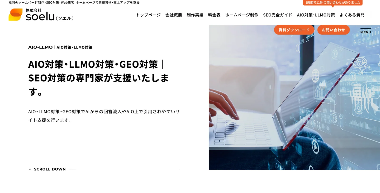 株式会社SoeluのAIO・LLMO・GEO対策ページのスクリーンショット