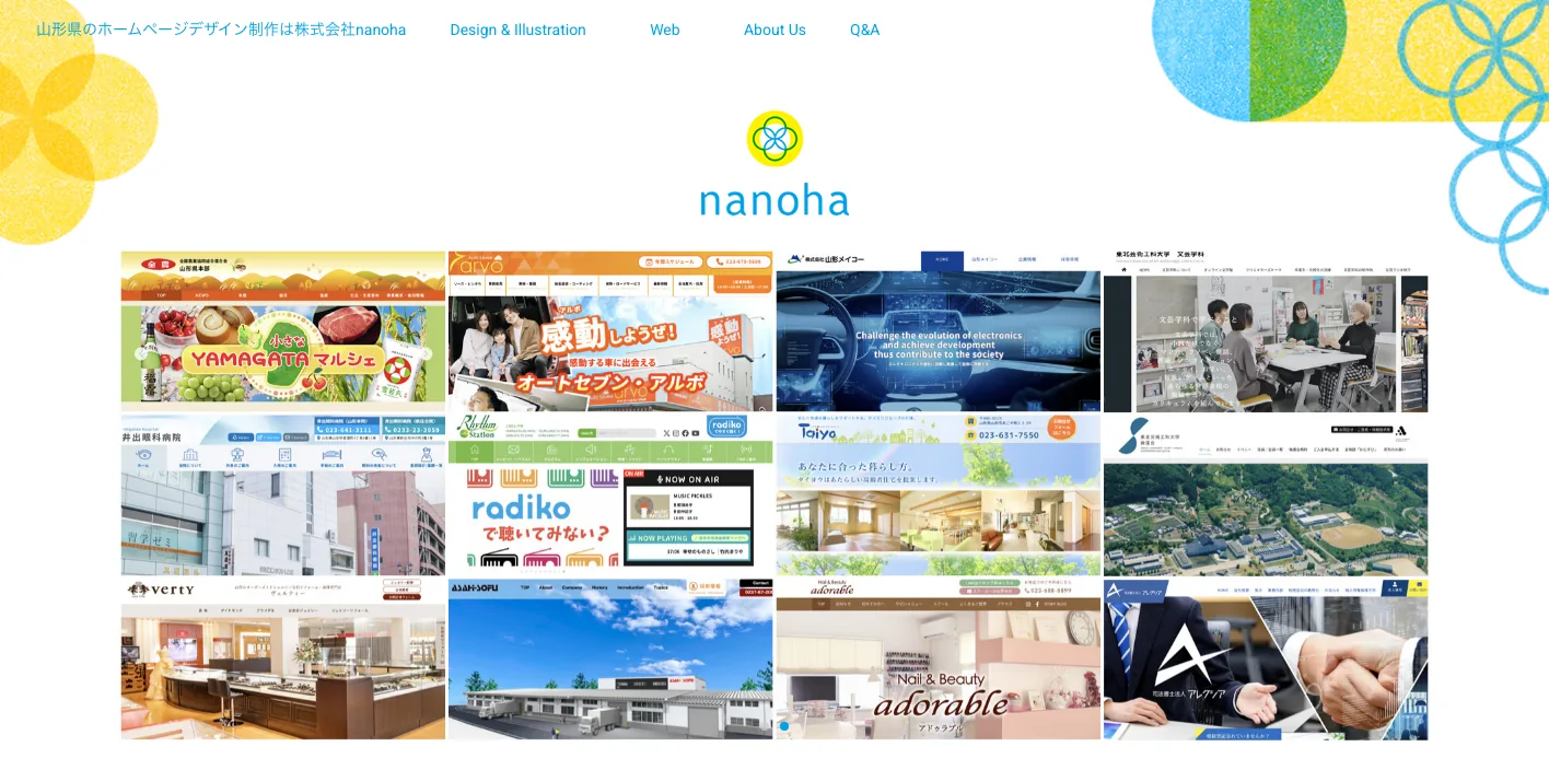 株式会社nanohaのトップページのスクリーンショット