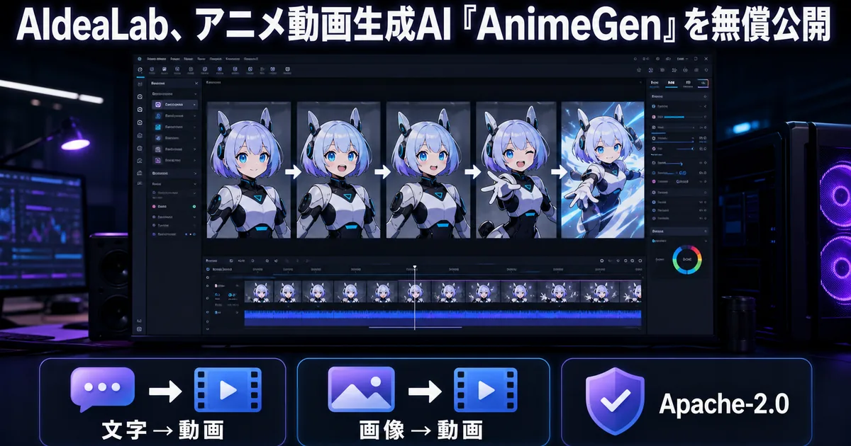 AIdeaLab、アニメ動画生成AI「AnimeGen」を無償公開