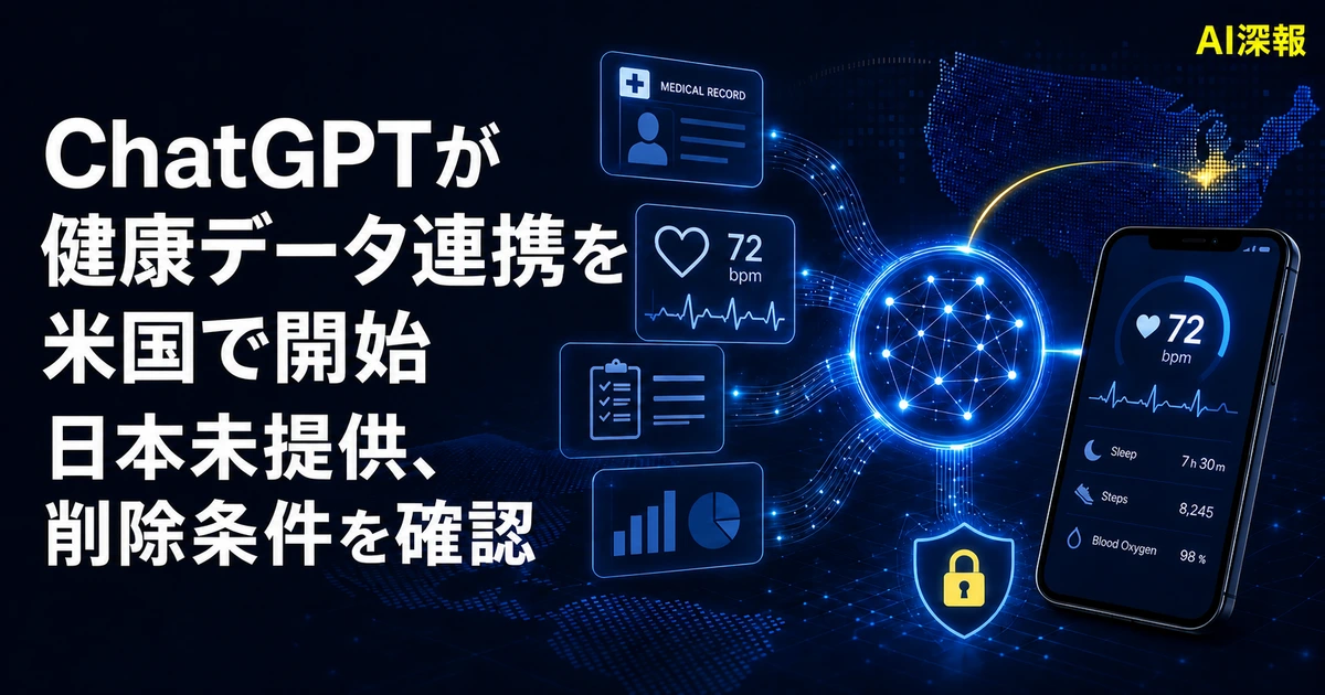 ChatGPTが健康データ連携を米国で開始　日本未提供、削除条件を確認