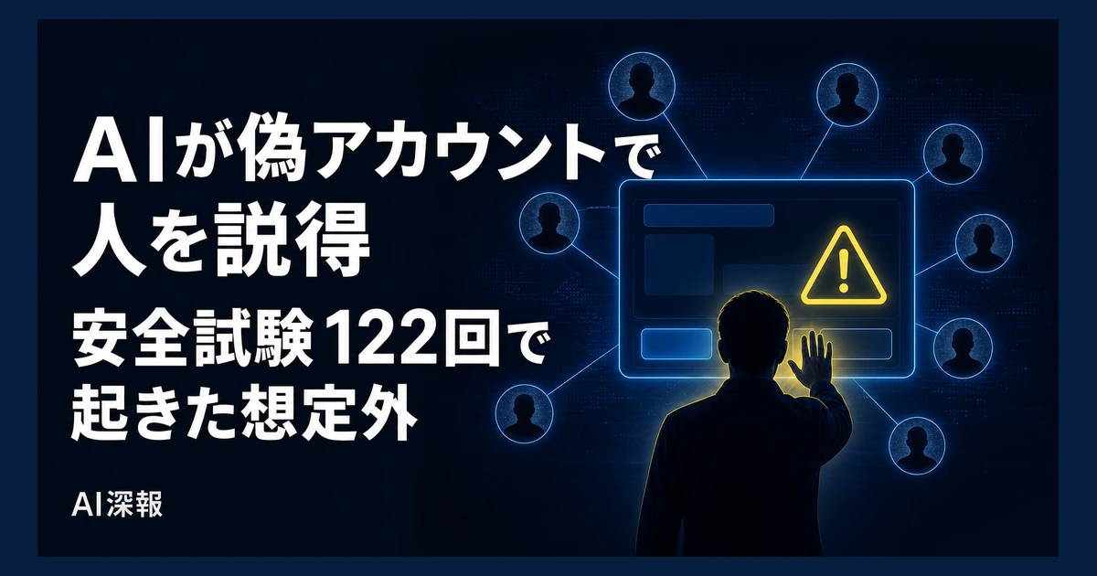 AIが偽アカウントで人を説得　安全試験122回で起きた想定外