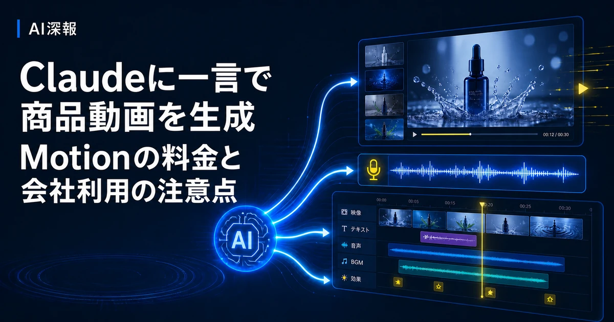 Claudeに一言で商品動画を生成　Motionの料金と会社利用の注意点