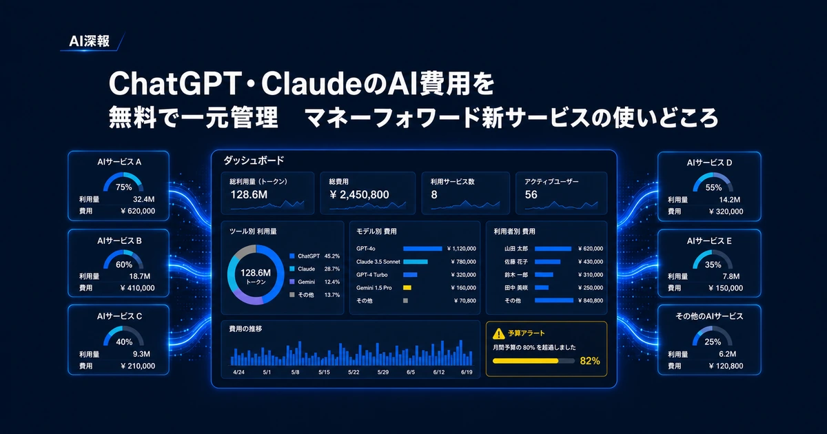 ChatGPT・ClaudeのAI費用を無料で一元管理　マネーフォワード新サービスの使いどころ