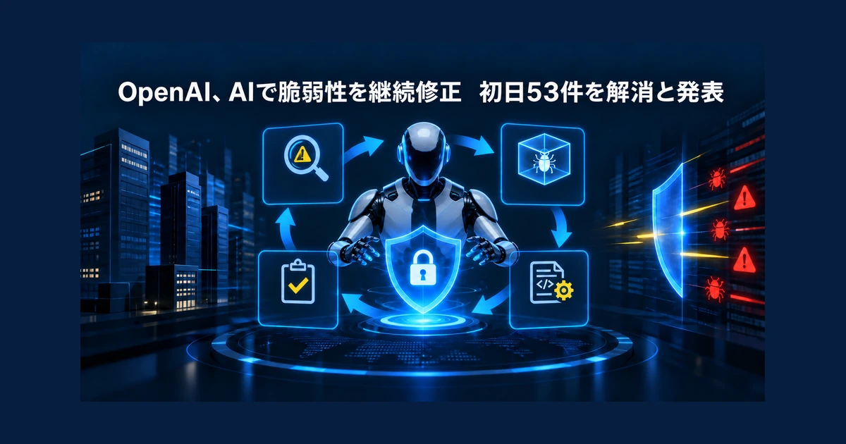 OpenAI、AIで脆弱性を継続修正　初日53件を解消と発表