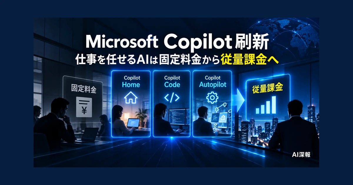 Microsoft Copilot刷新　仕事を任せるAIは固定料金から従量課金へ